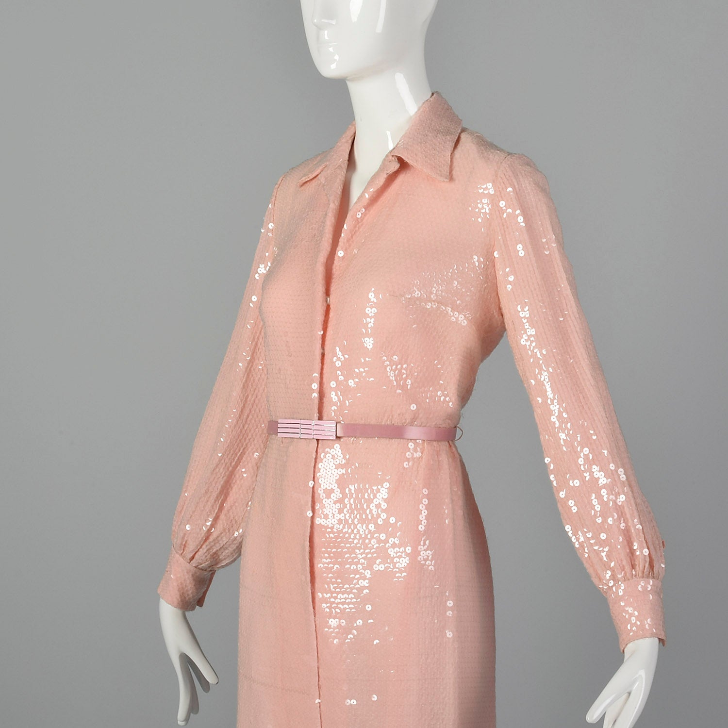 Small Bill Blass 1970s Pink Sequin Dress