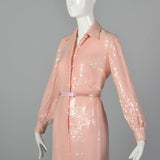 Small Bill Blass 1970s Pink Sequin Dress