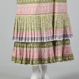 1970s Victor Costa I. Magnin Tie Waist Crop Top and Maxi Skirt