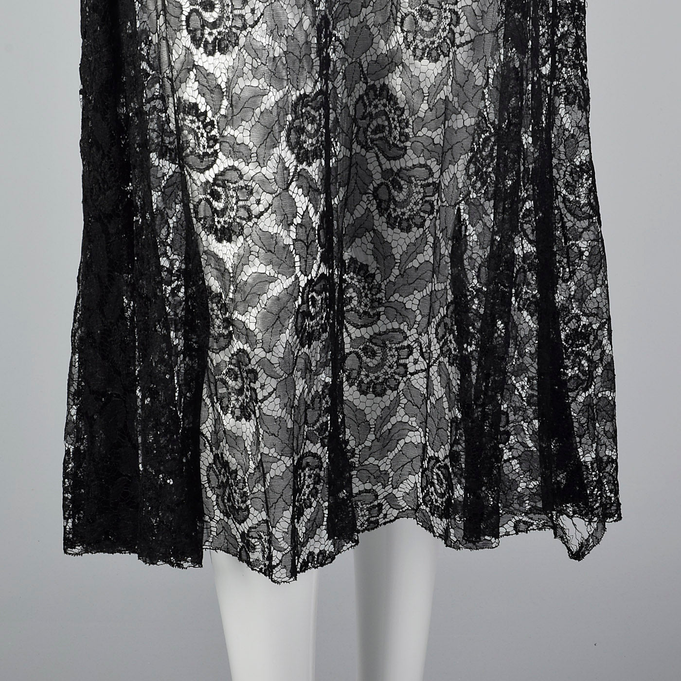 Small 1930s Sheer Black Lace Dress