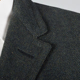 1960s Dark Green Herringbone Tweed Long Coat