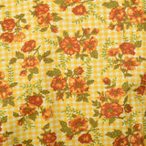 XXL 1960s Housekeeping Uniform Yellow Floral Gingham Cotton Motel Maid Dress