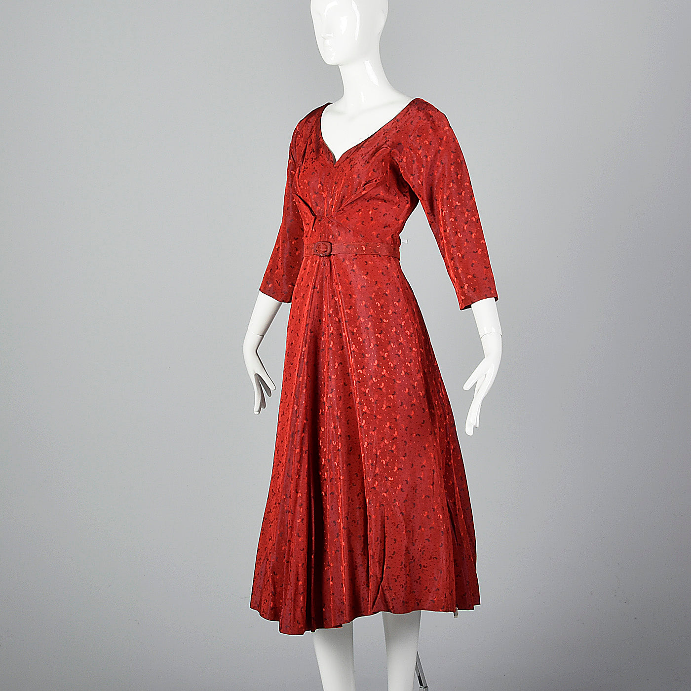 1950s Shiny Red Party Dress