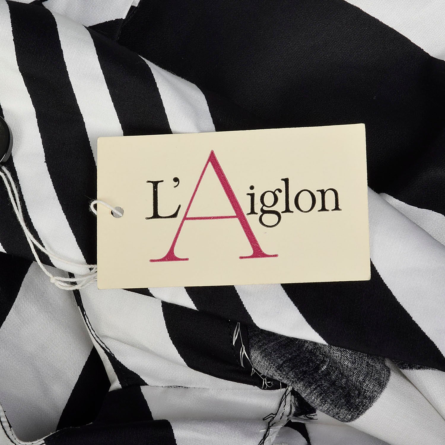 Small 1960s L'Aiglon Dress Black and White Striped Op Art Blouson Sleeveless Summer