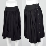 1990s Black Asymmetric Pleated Skirt