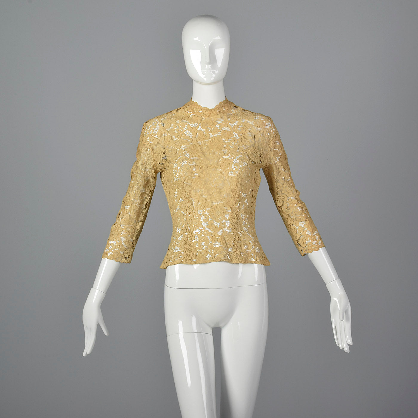 1950s Cream Lace Top with Side Zip