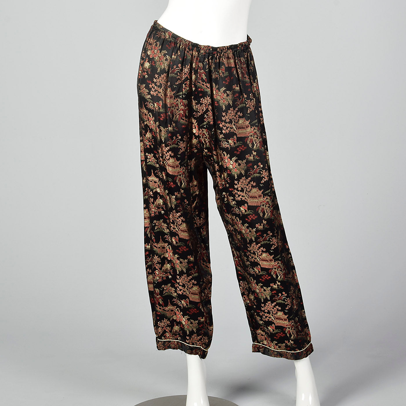 1960s Black Brocade Pajama Set