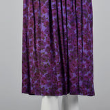 1960s Purple Floral Print Dress