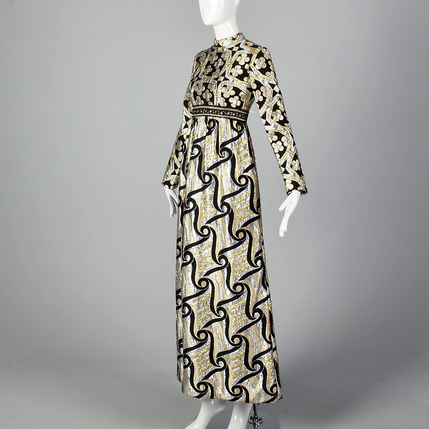 1970s Silver and Gold Metallic Dress