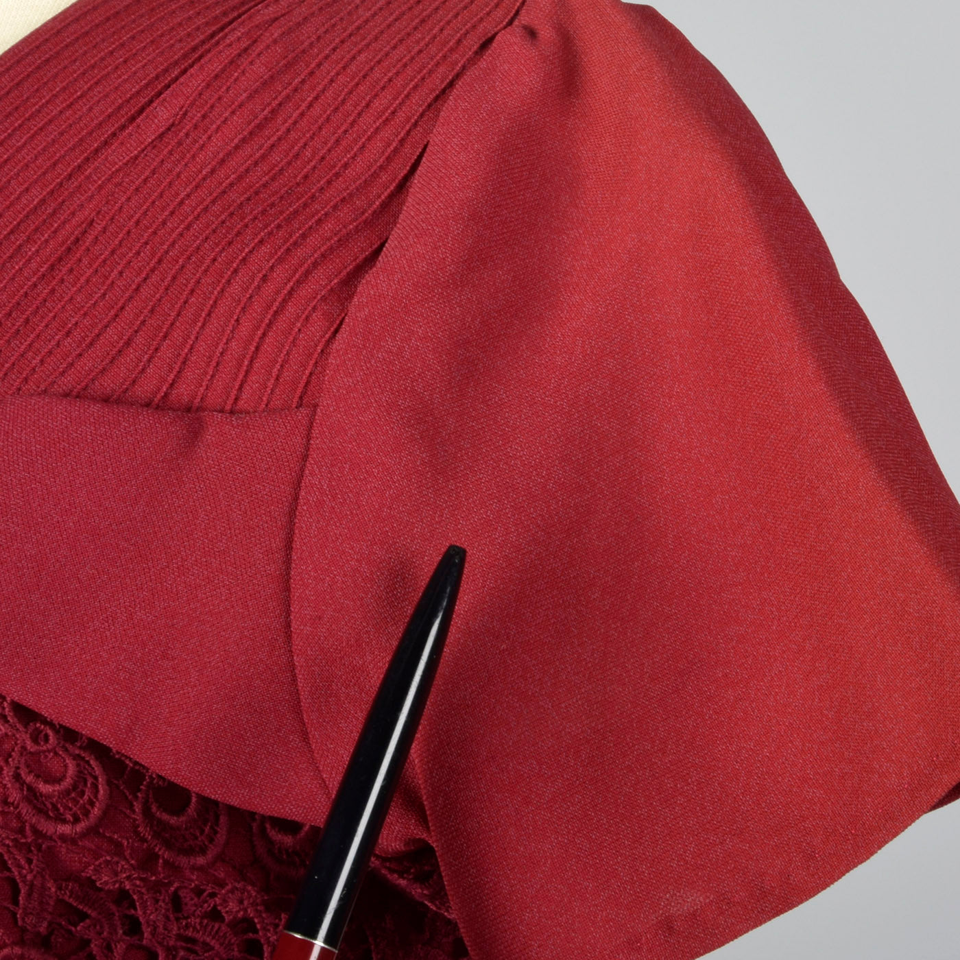 1950s Burgundy Dress with Lace Overlay