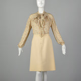 Small 1970s Andre Laug Cream Skirt Set with Blouse and Vest