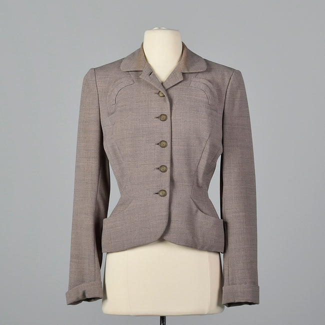 1950s Fitted Blazer in Pink and Gray Stripe