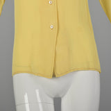Medium 1950s Pale Yellow Silk Blouse