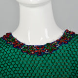 Small 1960s Emerald Green Formal Beaded Blouse
