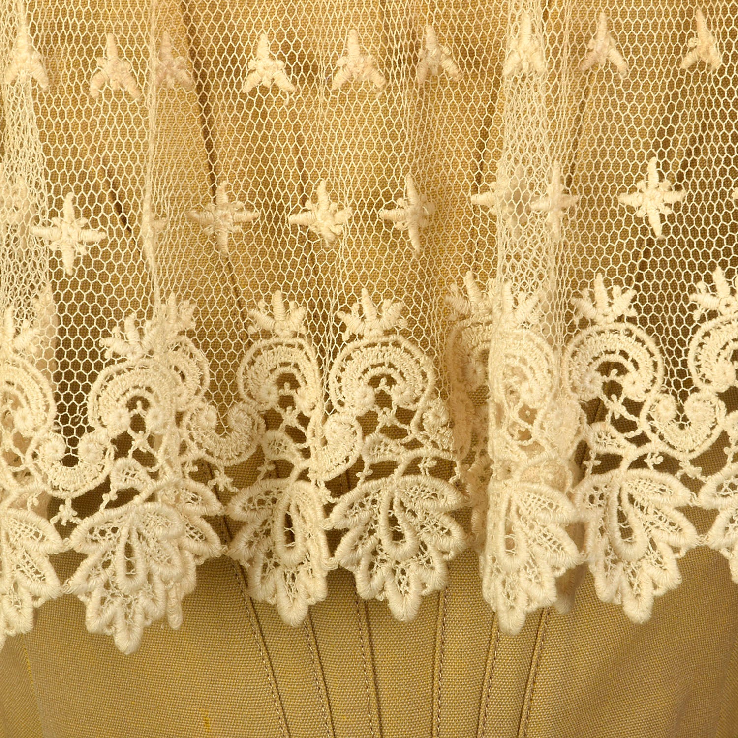 XXS 1800s Set Cotton Skirt Lace Bodice Victorian Separates As Is