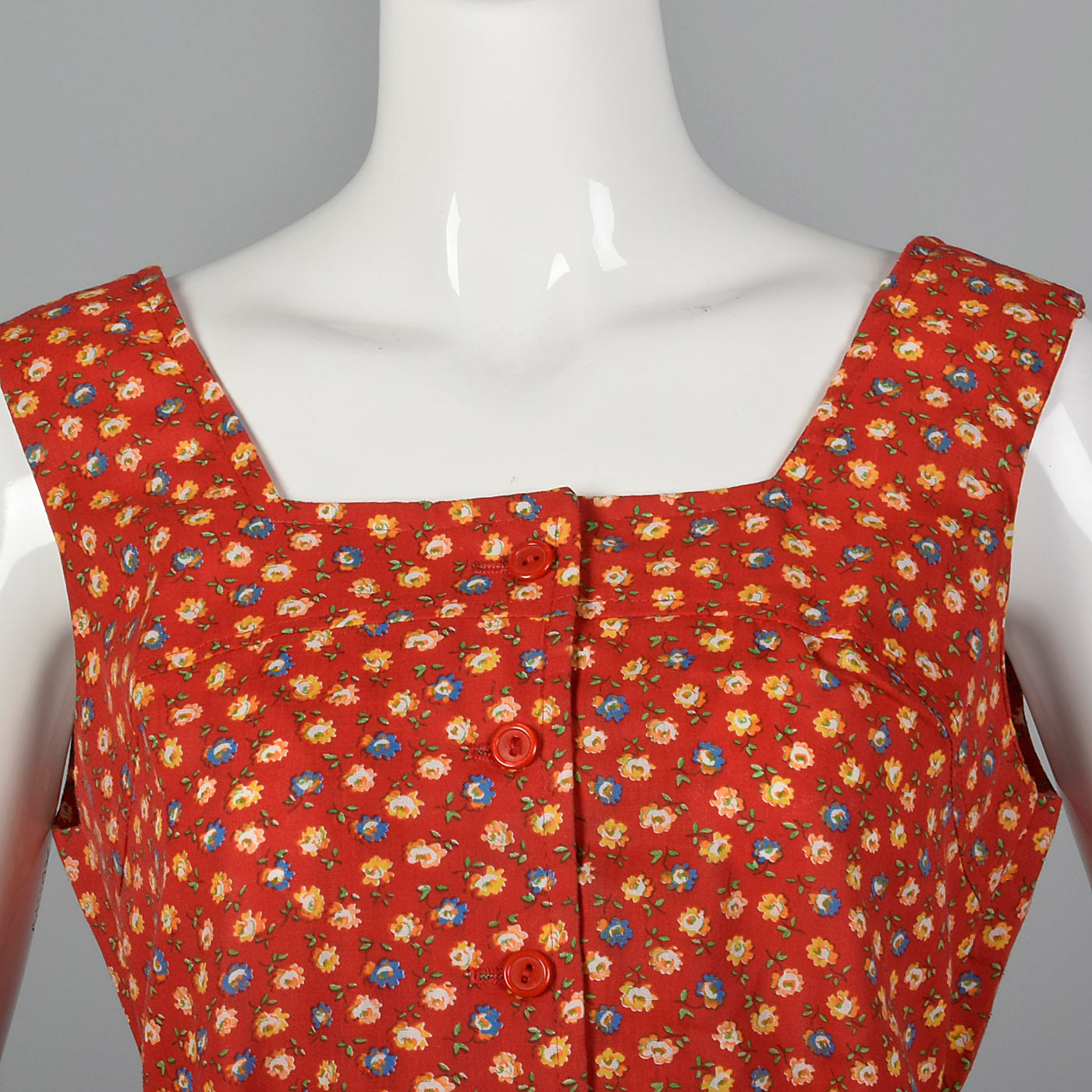 1960s Red Calico Sundress