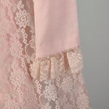 XXS 1970s Jumpsuit Two-Piece Pink Lace Vest Longsleeve