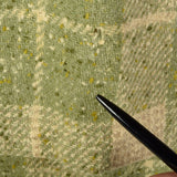 Small 1960s Two Piece Set Green Beige Plaid Fleck Tweed  Separates Ensemble Skirt Jacket