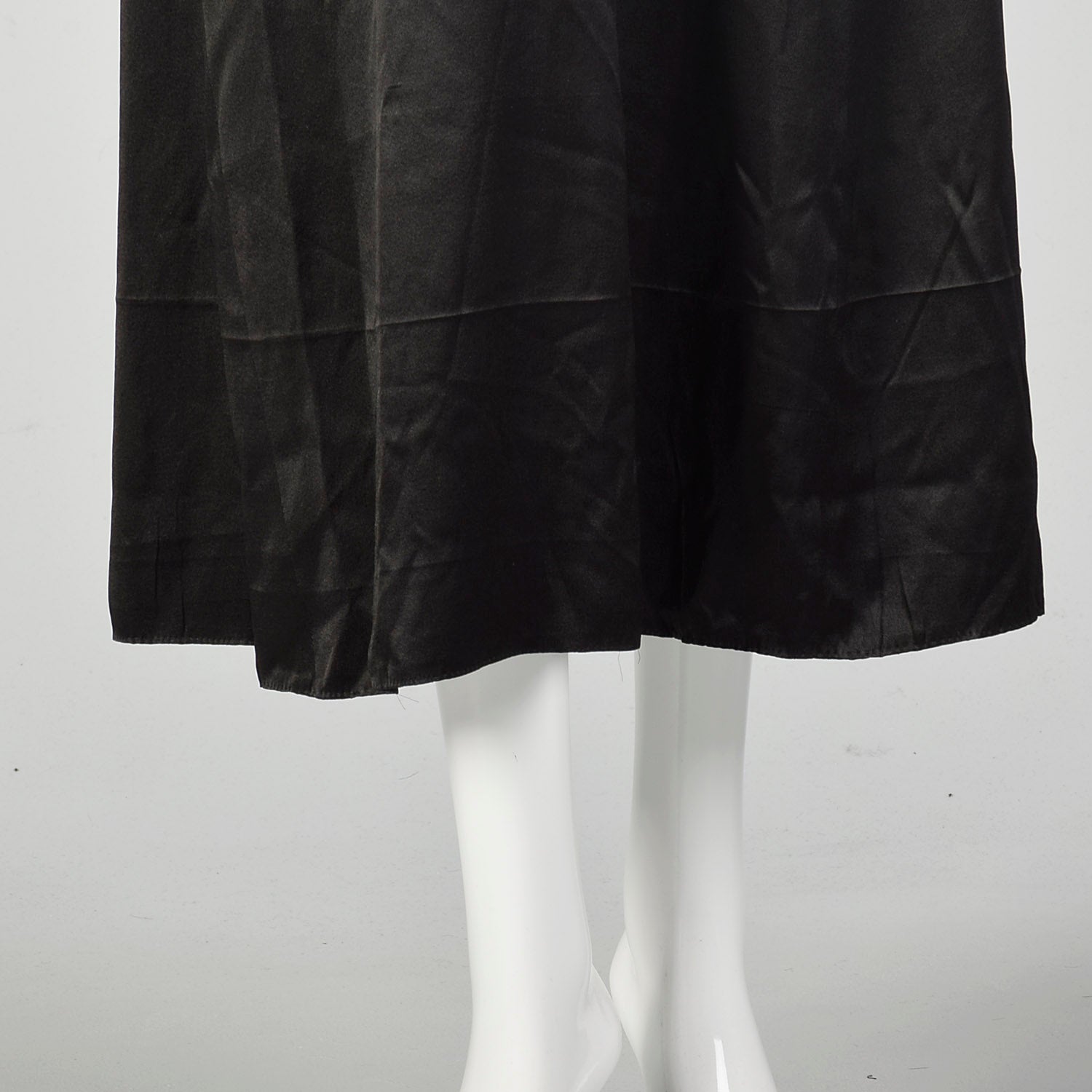 Large 1920s Silk Dress Black on Black Art Deco Trumpet Bell Sleeve Evening Gown