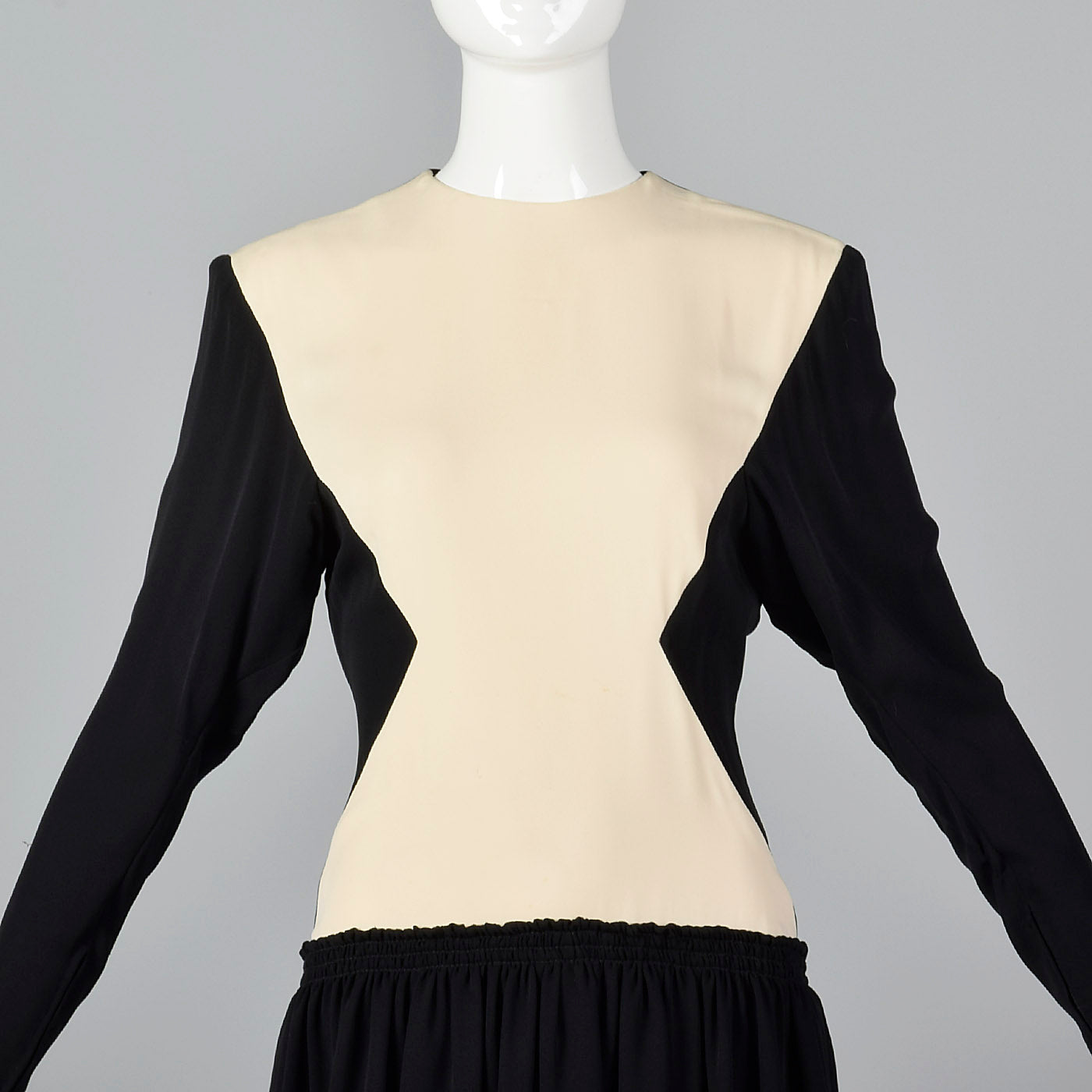 1980s Galanos Drop Waist Two Tone Hourglass Dress