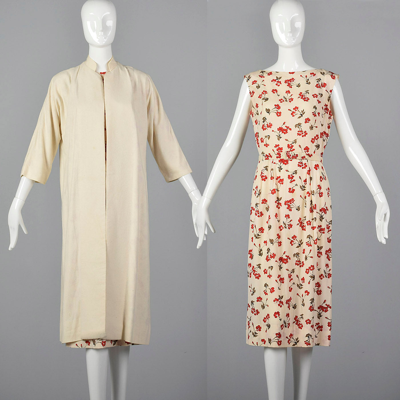 1960s Floral Print Pencil Dress with Matching Jacket