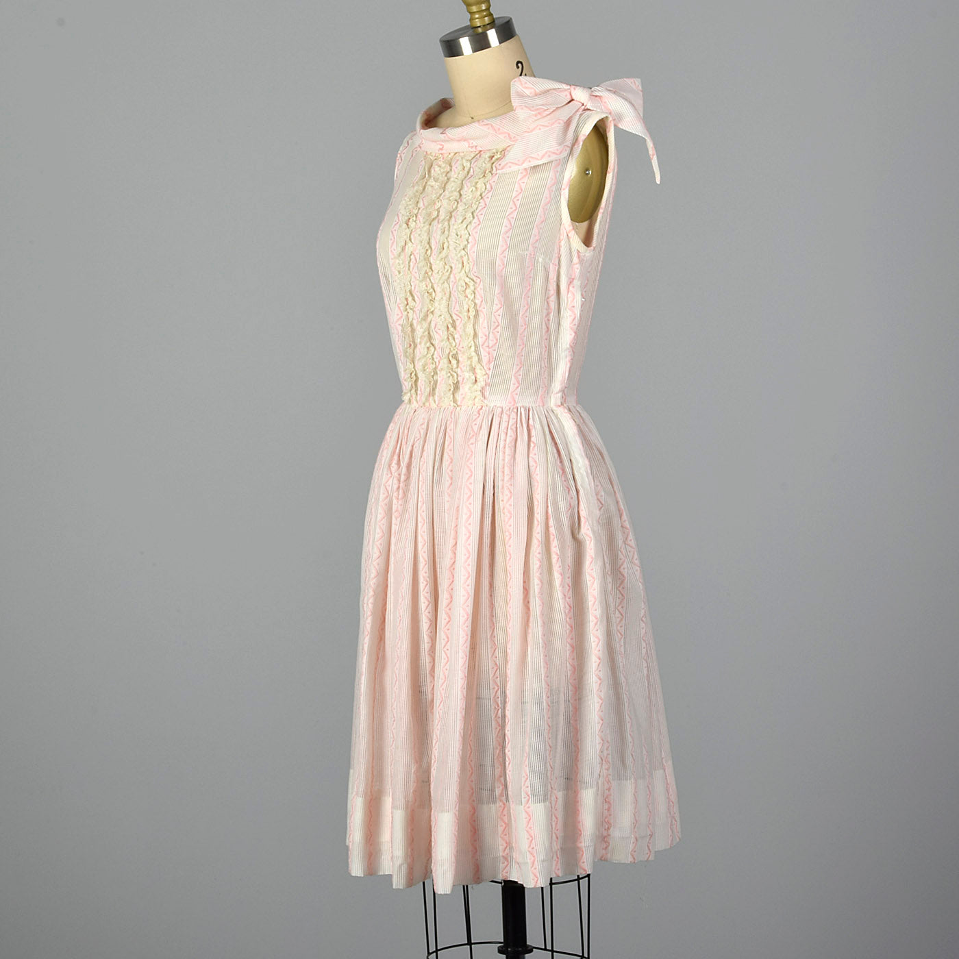 1950s Pink and White Sheer Day Dress