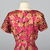 1950s Floral Dress with Sheer Detail Collar and Sleeves