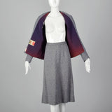 1960s Blue and White Wool Tweed Skirt Suit