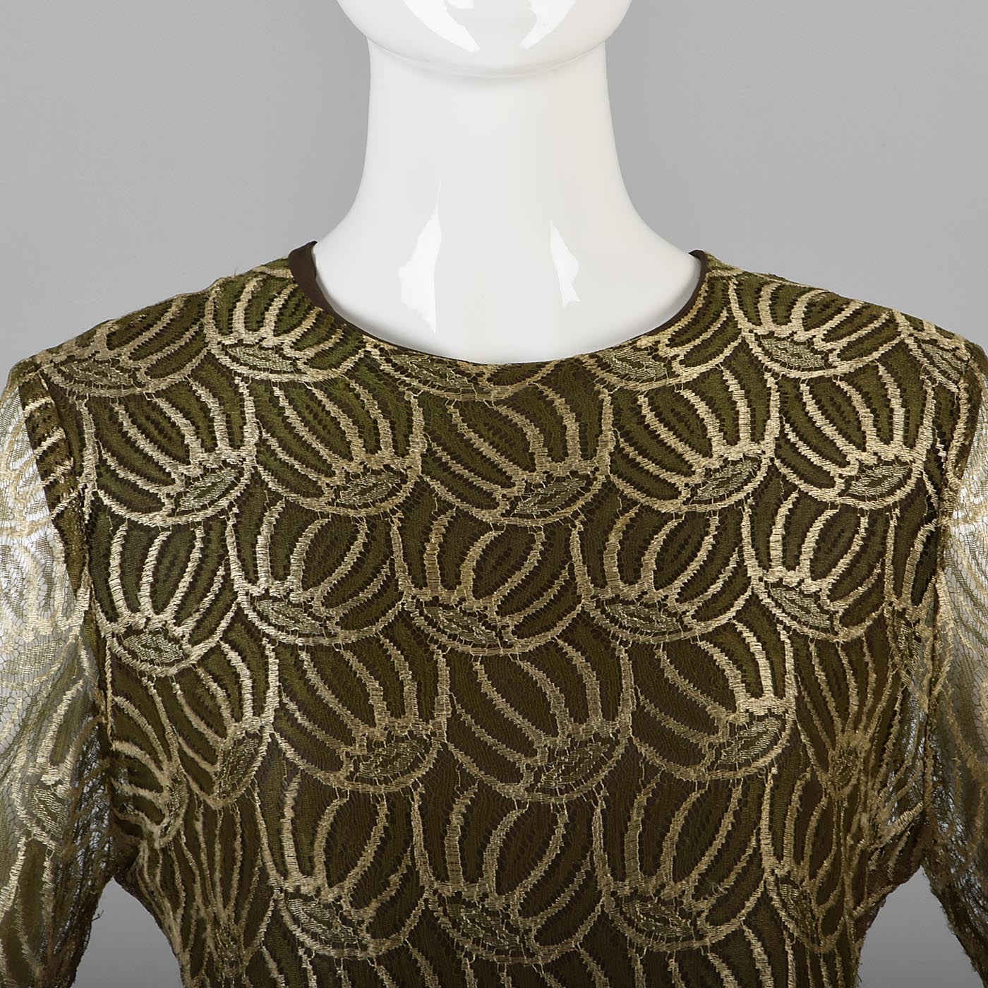 1960s Christian Dior Boutique Numbered Couture Gold Lace Gown