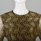 1960s Christian Dior Boutique Numbered Couture Gold Lace Gown