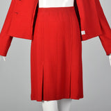 Large St. John Collection 1980s Red Knit Skirt Suit