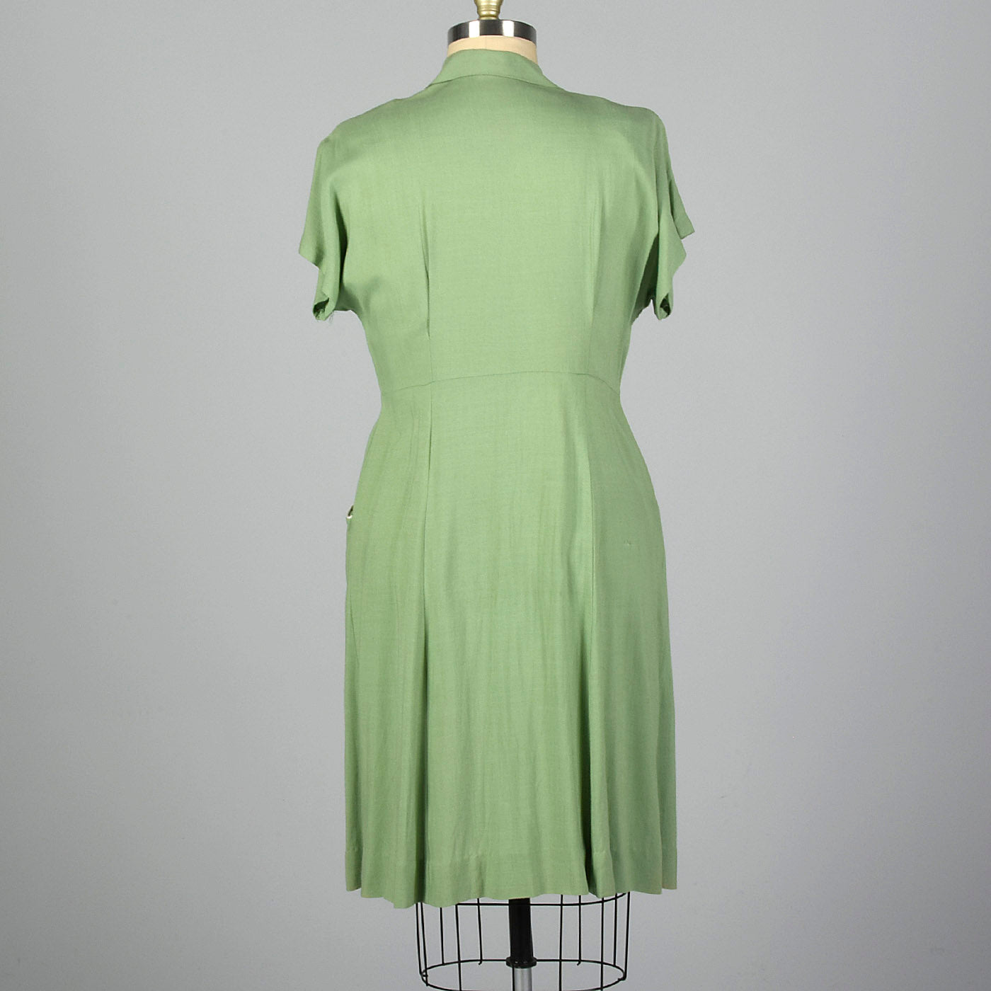 1950s Green Rayon Day Dress