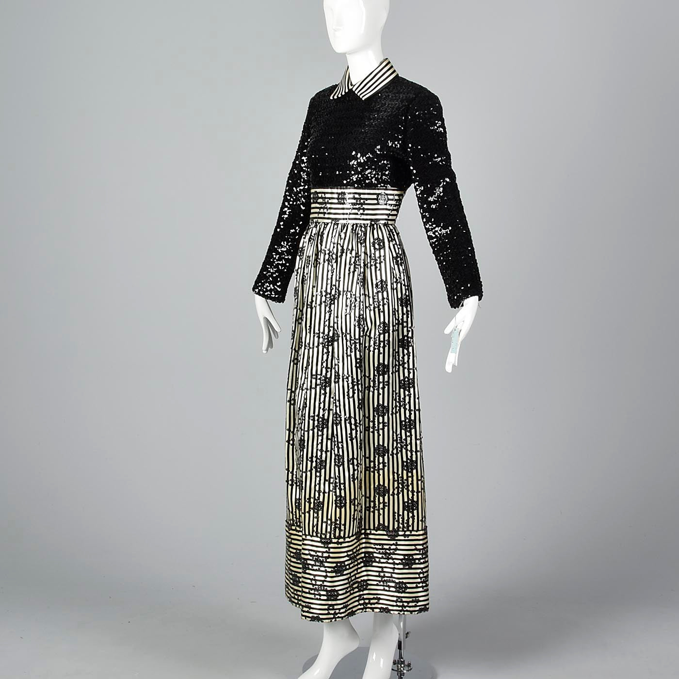 1970s Victor Costa Romantica Sequin Dress