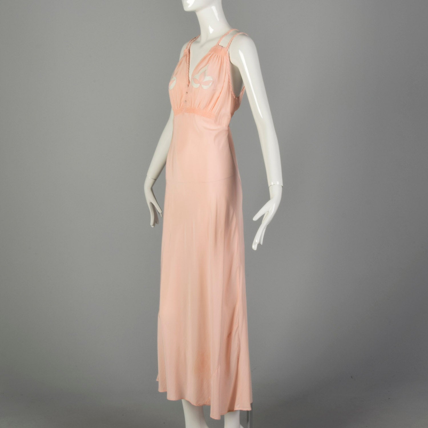 Large 1930s Pink Rayon Nightgown Fetish Lingerie Adam & Eve Fig Leaf Novelty Boudoir