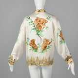 Large Escada 1980s Silk Koala Print Blouse