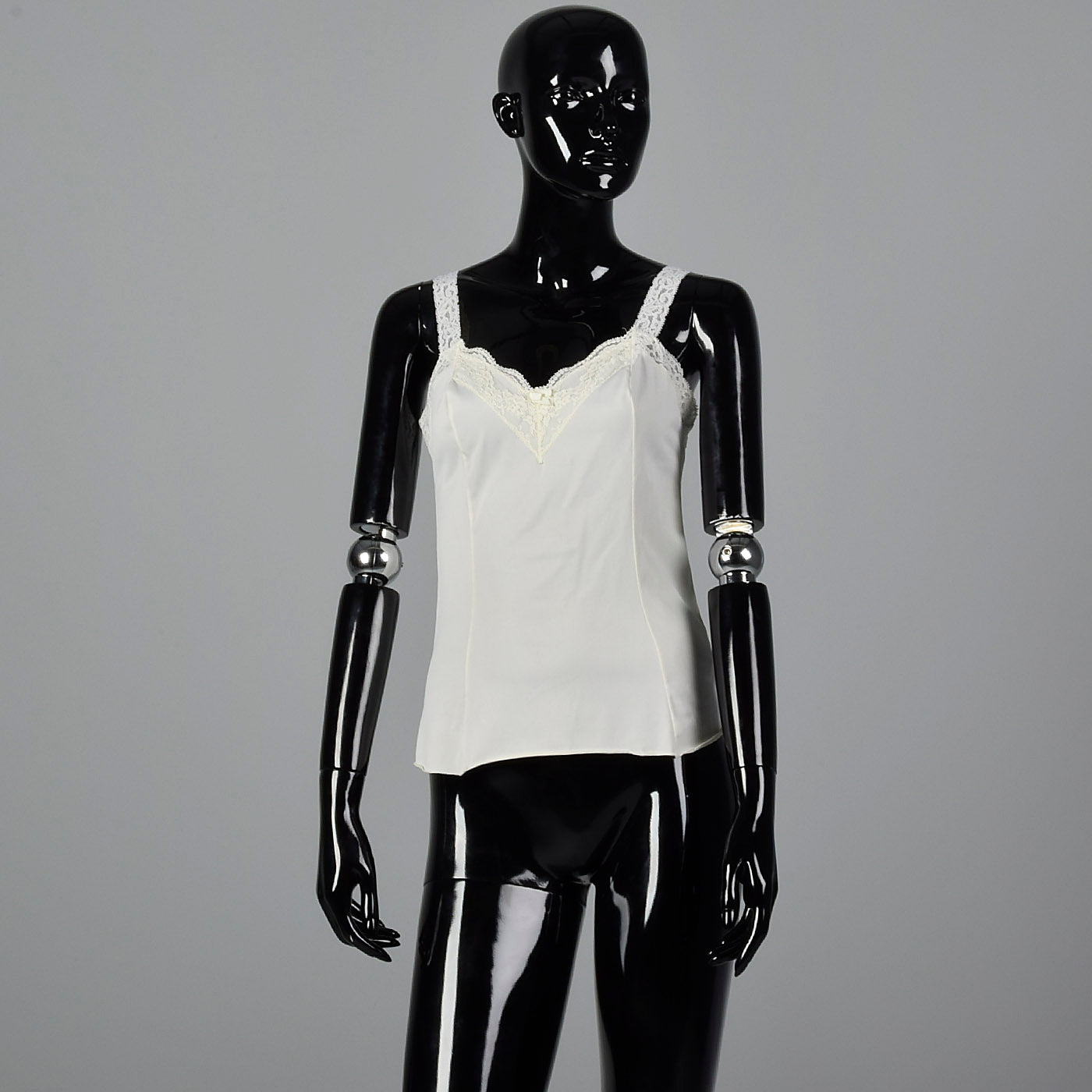 1970s Off White Camisole with Lace Trim