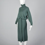 1980s Sage Green Cashmere Dress