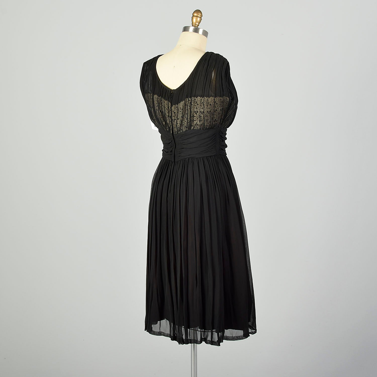 Medium 1950s Little Black Dress Evening Cocktail Illusion Bust