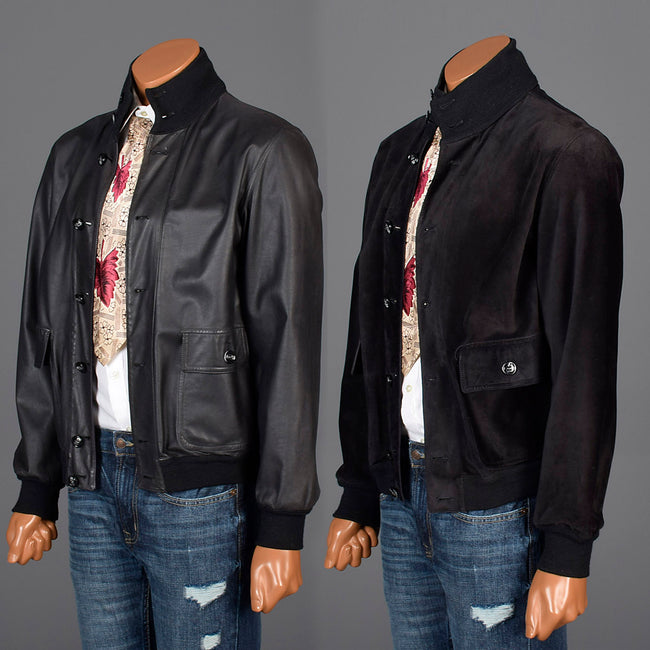 Medium Battaglia 1980s Reversible Black Leather Jacket