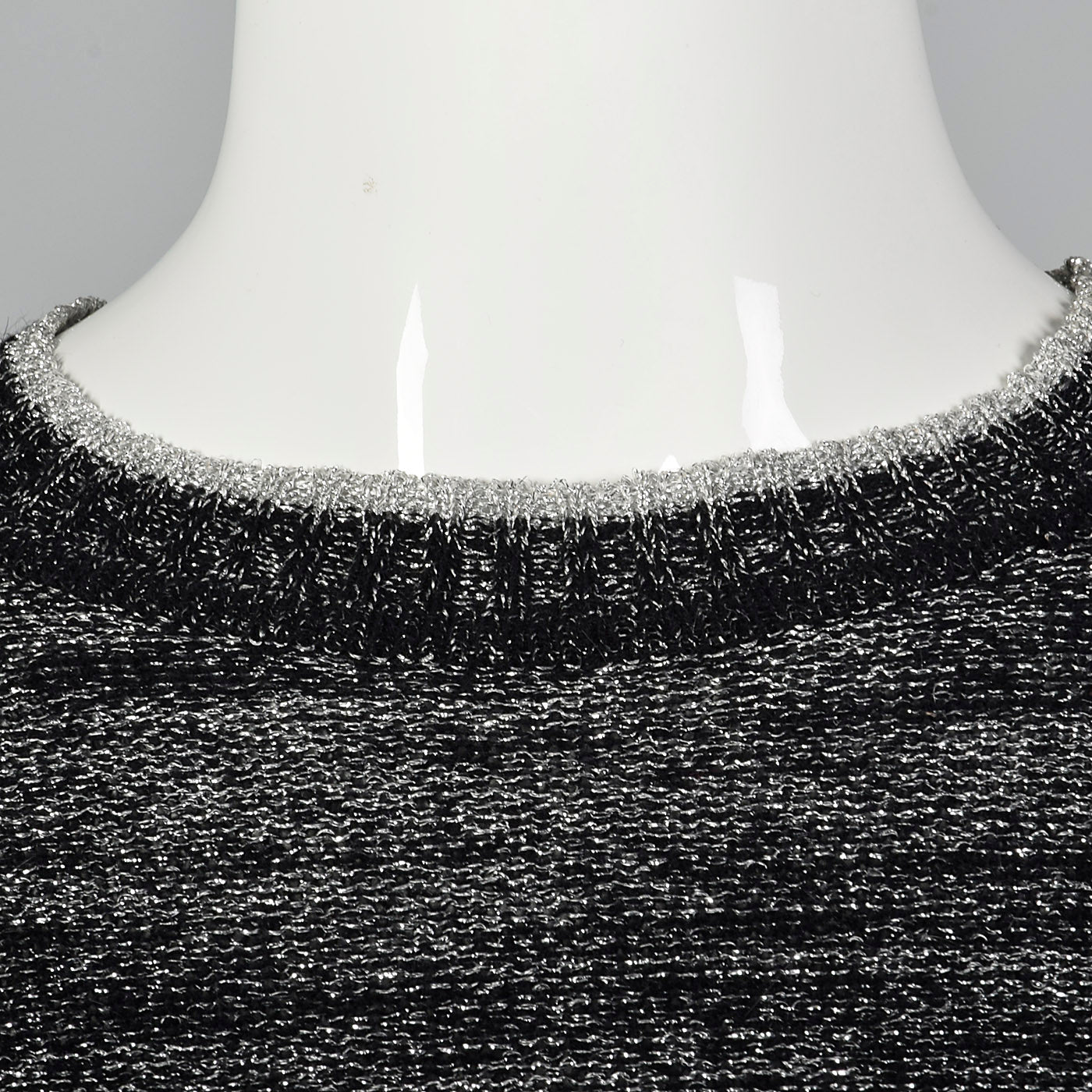 1970s Metallic Silver and Black Lurex Sweater