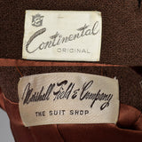 Small 1960s Brown Tweed Skirt Suit with Mink Collar