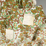 3XL 1950s Day Dress Green Paisley Short Sleeve Volup Cotton Deadstock Zip Front