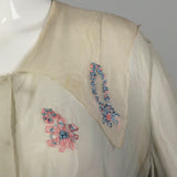 Small 1910s Edwardian Blouse Sheer Silk Yarn Embroidery Sailor Collar