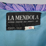 1960s La Mendola Silk Maxi Dress in a Blue Floral Signature Print