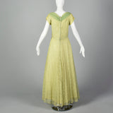 1950s Green Lace Evening Dress