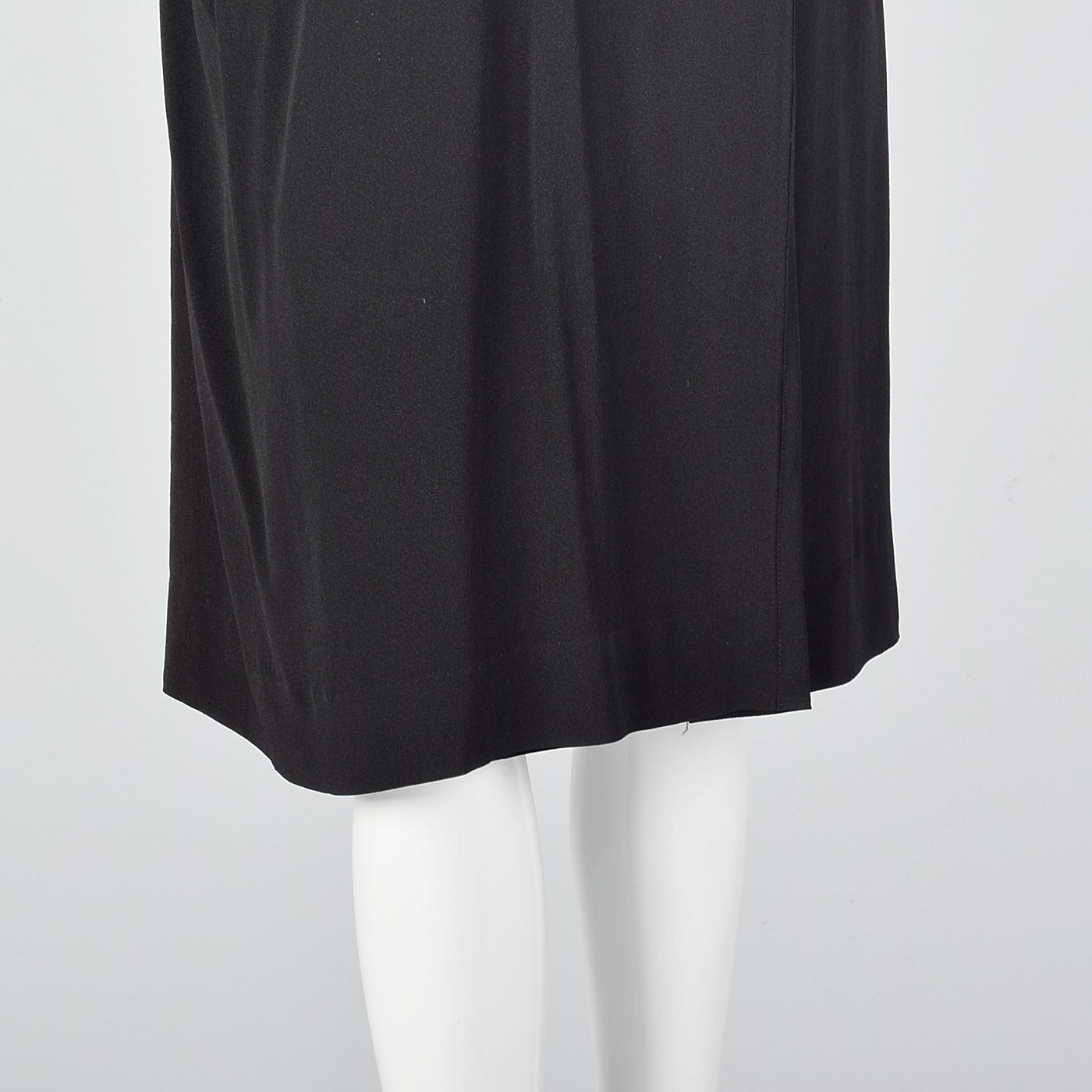 1940s Black Rayon Dress with Draped Hip Pocket