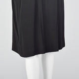 1940s Black Rayon Dress with Draped Hip Pocket