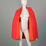OSFM 1960s Cape Bright Orange Double Breasted Felted Day Glo Neon