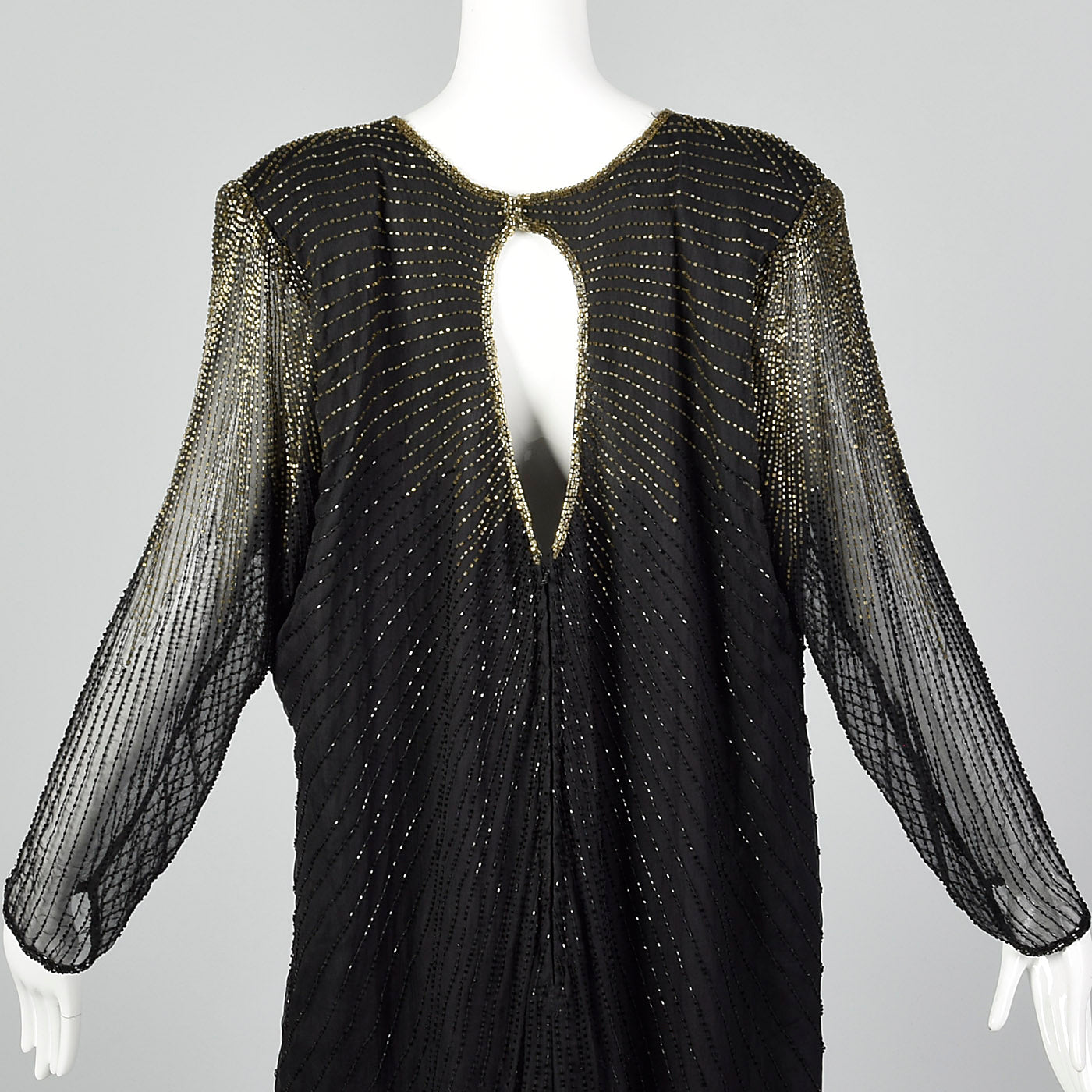 1980s Black Beaded Dress