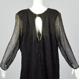 1980s Black Beaded Dress